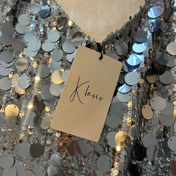 American Threads Silver Sequin Mini Dress - New with Tags! - Picture 3 of 4